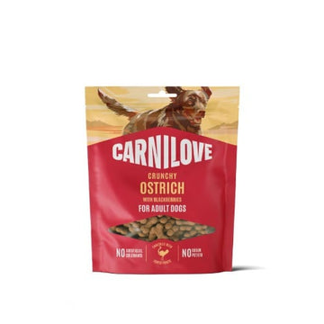 Carnilicious Knapperige Snack Struisvogel is een 100% natuurlijke Belgische hondensnack van 50% grasgevoerd struisvogelvlees, verrijkt met groenten, fruit en gezonde vetten. Rijk aan eiwitten en omega-3, ideaal als dagelijkse beloning, trainingssnack of tussendoortje. Ondersteunt gezonde huid, vacht en gewrichten, zonder kunstmatige toevoegingen. Dog - Expert webshop voor gespecialiseerd hondenmateriaal,