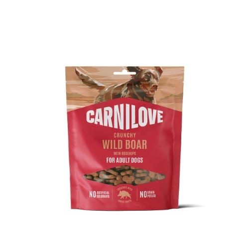 Carnilove Crunchy Snack Wild Boar & Rosehips hondensnack met wild zwijn en rozenbottel, natuurlijke crunchy beloningssnack rijk aan eiwitten en vitamine C, gezonde trainingssnack voor actieve honden, Dog - Expert webshop voor gespecialiseerd hondenmateriaal