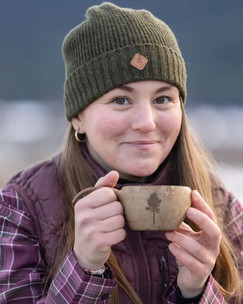 Pinewood warme wollen muts Mossgreen Melange met zachte fleecevoering, gebreide outdoor muts van wolmix voor jacht, wandelen, trekking en koude dagen, Dog - Expert webshop voor gespecialiseerd hondenmateriaal
