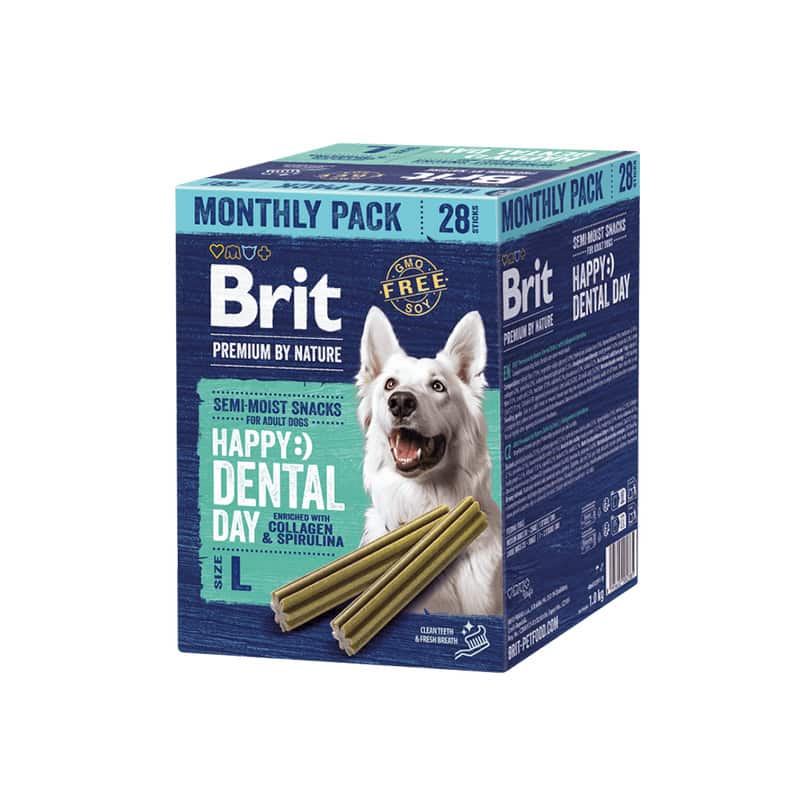 Brit Premium Dental Stick Maandbox gebitsverzorgende hondensnacks met 28 dental sticks voor honden, kauwsticks met collageen en spirulina voor dagelijkse gebitsverzorging en frisse adem, Dog - Expert webshop voor gespecialiseerd hondenmateriaal