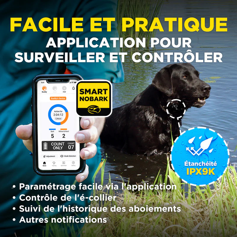 Dogtra Smart NoBark anti-blafband voor honden met app, triple detectiesysteem voor nauwkeurige blaf-, jank- en huildetectie, instelbare gevoeligheid en stimulatieniveaus, waterdichte ontvanger en vibratiefunctie, Dog - Expert webshop voor gespecialiseerd hondenmateriaal