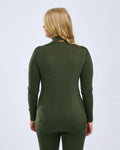 Pinewood Abisko Merino Base Layer Half Zip heren thermoshirt in Dark Mossgreen, warme merino baselayer met bamboevezels voor jacht, wandelen, wintersport en outdooractiviteiten, Dog - Expert webshop voor gespecialiseerd hondenmateriaal