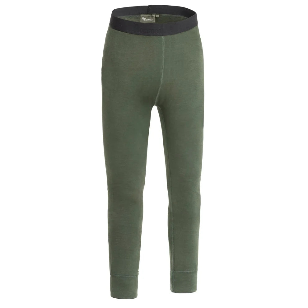 Pinewood Abisko Merino Base Layer Pants heren thermobroek in Dark Mossgreen, warme merino baselayer met bamboevezels voor jacht, wandelen, trekking, wintersport en outdooractiviteiten, Dog - Expert webshop voor gespecialiseerd hondenmateriaal