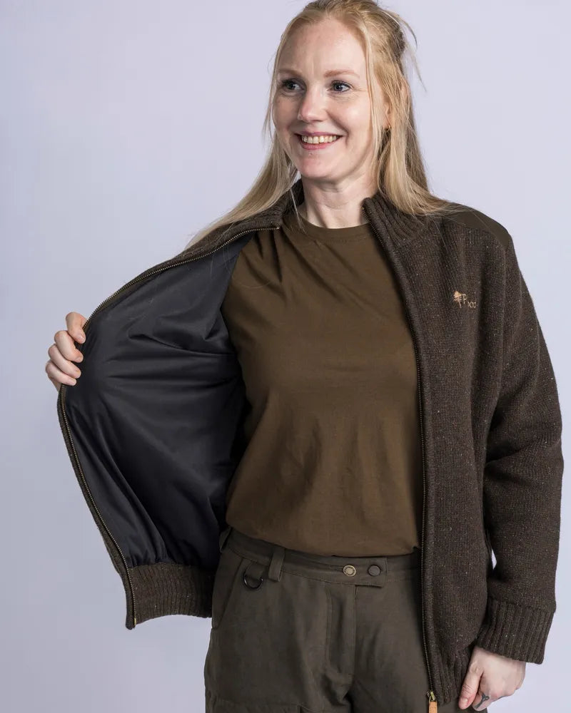 Pinewood Hurricane Zip Sweater, warme winddichte en waterafstotende wollen trui met rits, ideaal voor wandelen, hondensport en outdoor, Dark Brown Melange, Dog - Expert webshop voor gespecialiseerd hondenmateriaal