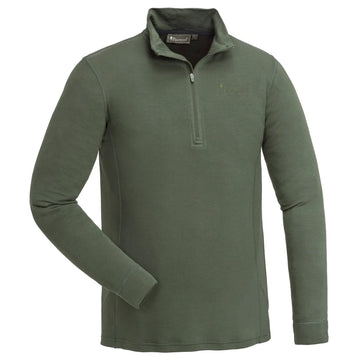 Pinewood Abisko Merino Base Layer Half Zip heren thermoshirt in Dark Mossgreen, warme merino baselayer met bamboevezels voor jacht, wandelen, wintersport en outdooractiviteiten, Dog - Expert webshop voor gespecialiseerd hondenmateriaal