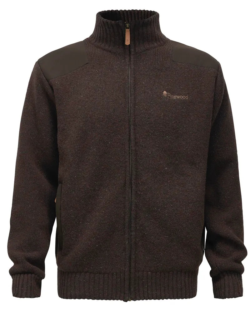 Pinewood Hurricane Zip Sweater, warme winddichte en waterafstotende wollen trui met rits, ideaal voor wandelen, hondensport en outdoor, Dark Brown Melange, Dog - Expert webshop voor gespecialiseerd hondenmateriaal