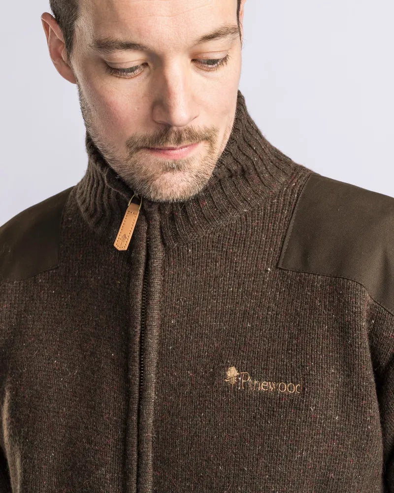 Pinewood Hurricane Zip Sweater, warme winddichte en waterafstotende wollen trui met rits, ideaal voor wandelen, hondensport en outdoor, Dark Brown Melange, Dog - Expert webshop voor gespecialiseerd hondenmateriaal