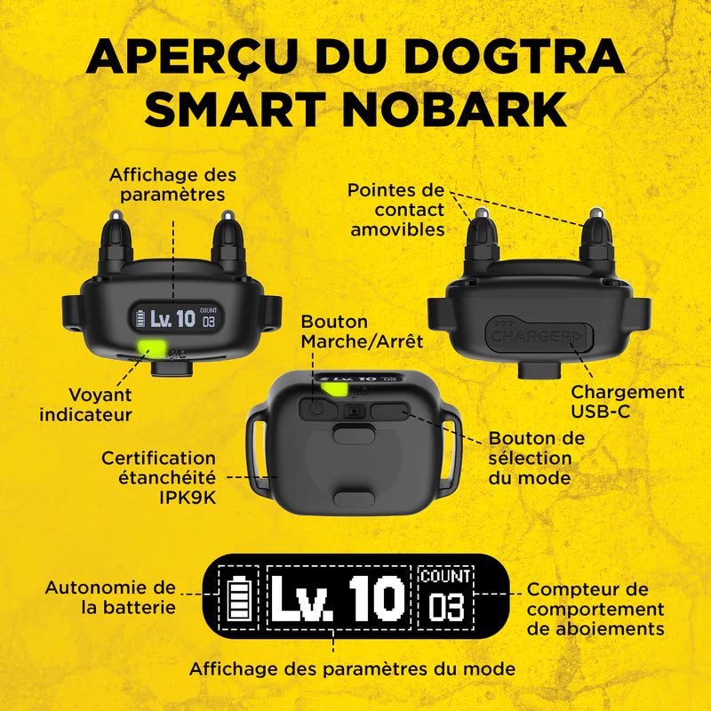 Dogtra Smart NoBark anti-blafband voor honden met app, triple detectiesysteem voor nauwkeurige blaf-, jank- en huildetectie, instelbare gevoeligheid en stimulatieniveaus, waterdichte ontvanger en vibratiefunctie, Dog - Expert webshop voor gespecialiseerd hondenmateriaal