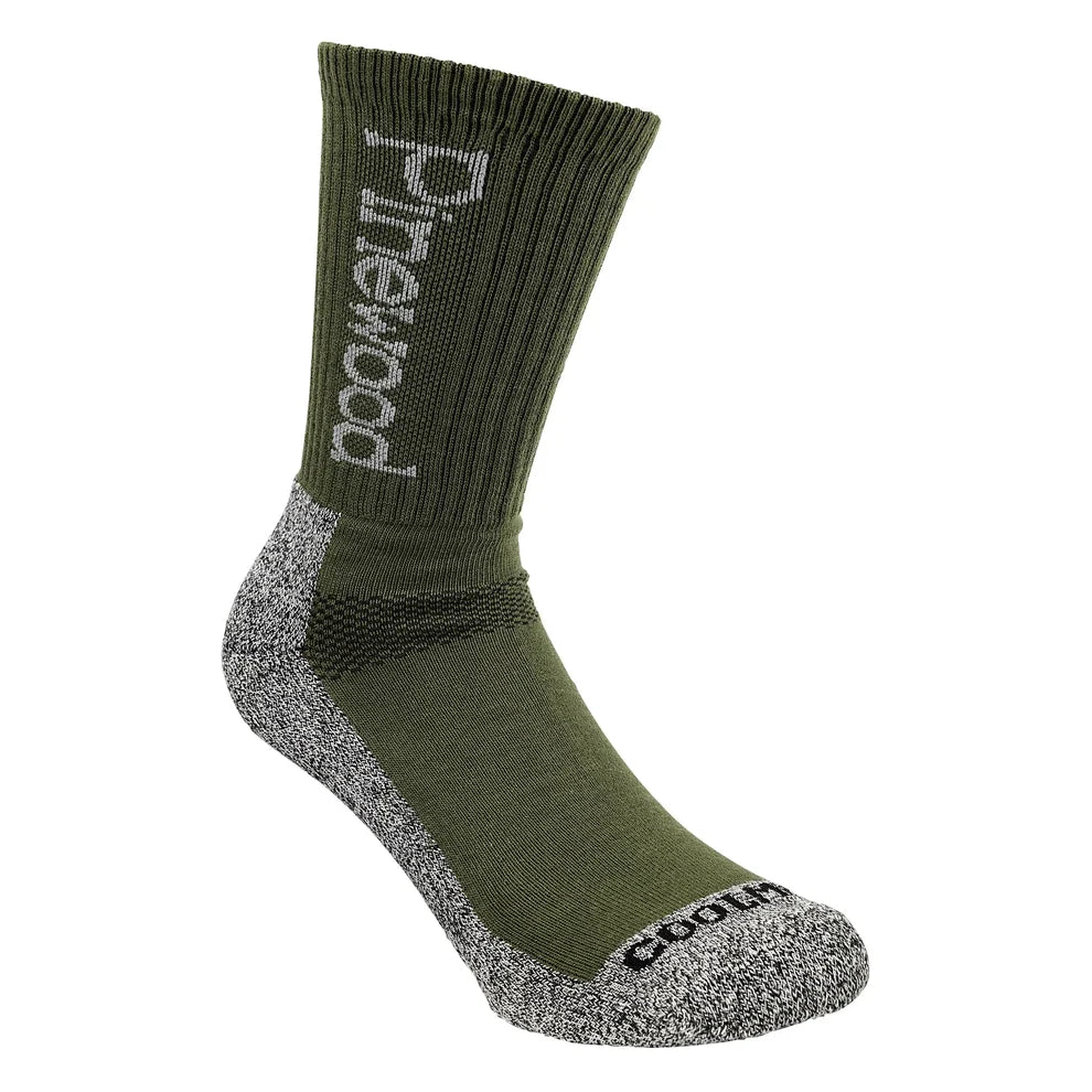 Pinewood Coolmax sokken voor wandelen, jagen, vissen en outdooractiviteiten, 2 paar groen, vochtregulerend en comfortabel, Dog - Expert webshop voor gespecialiseerd hondenmateriaal