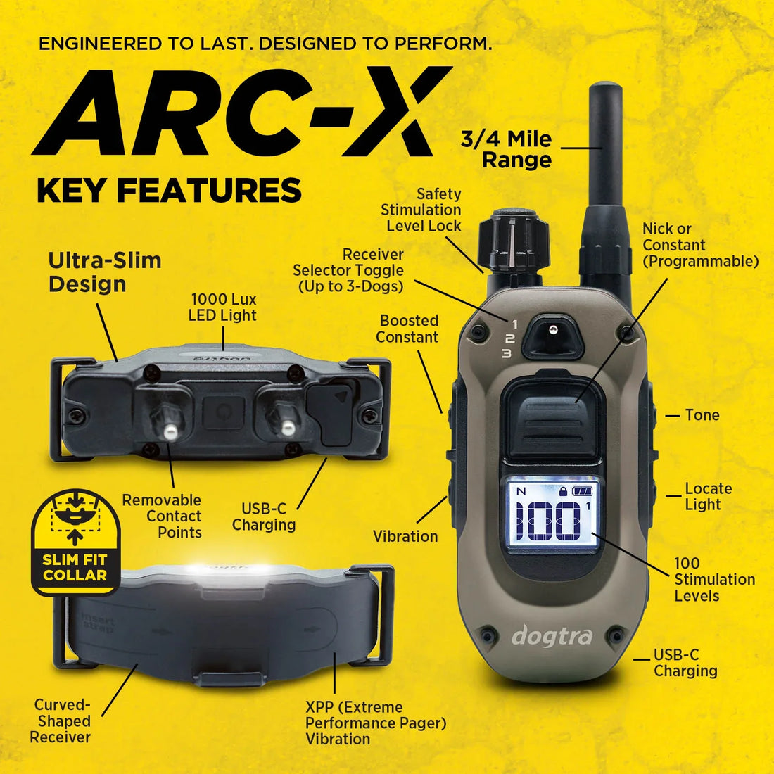 Dogtra ARC-X trainingshalsband voor 2 honden, compacte professionele e-collar met 1200m bereik, handsfree bediening en waterdicht design voor effectieve hondentraining,Dog - Expert webshop voor gespecialiseerd hondenmateriaal