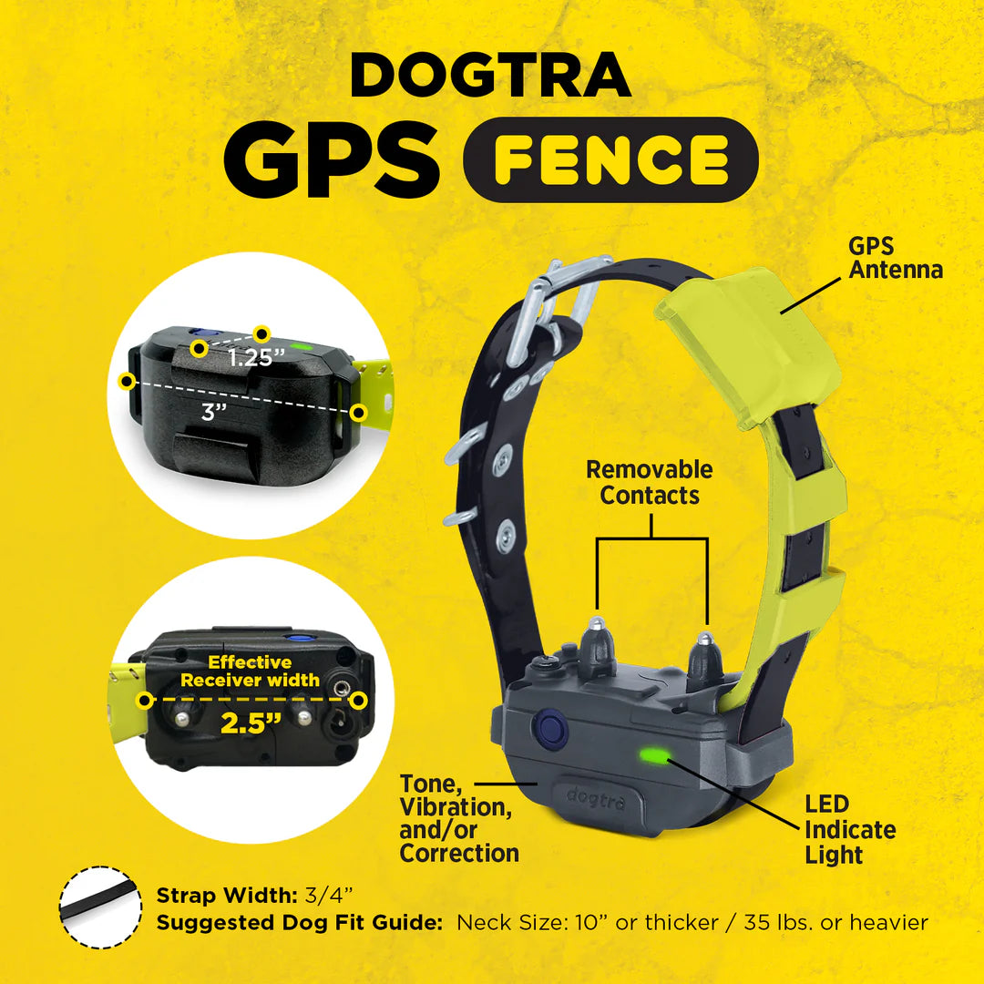 Dogtra GPS Fence draadloze GPS hondenomheining zonder abonnement, waterdichte GPS-halsband met virtuele omheining, veilige trainingsfuncties en instelbare grenzen voor grote tuinen en terreinen, Dog - Expert webshop voor gespecialiseerd hondenmateriaal