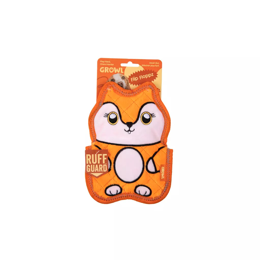 Growl Flip Floppz sterk hondenspeelgoed met drie piepers, duurzaam driehoekig ontwerp voor apporteren, trekken en kauwen, stimuleert actief speelgedrag bij honden van alle leeftijden, Dog - Expert webshop voor gespecialiseerd hondenmateriaal