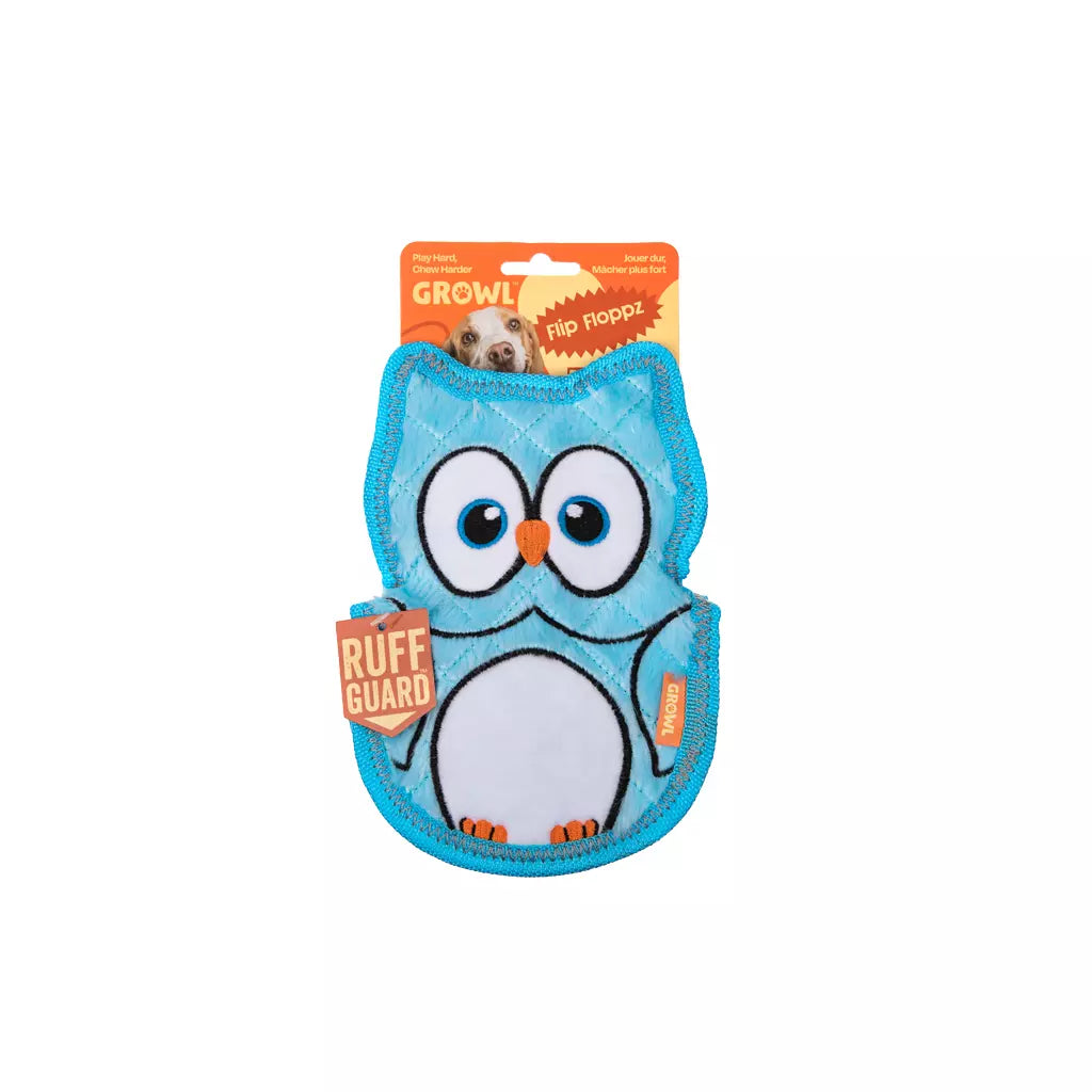 Growl Flip Floppz sterk hondenspeelgoed met drie piepers, duurzaam driehoekig ontwerp voor apporteren, trekken en kauwen, stimuleert actief speelgedrag bij honden van alle leeftijden, Dog - Expert webshop voor gespecialiseerd hondenmateriaal