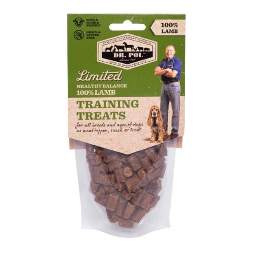 Dr. Pol Dog Lamb Training Treats 85 g hondensnack met 100% lam, natuurlijke graanvrije monoproteïne trainingssnoepjes voor puppytraining, gehoorzaamheid, hondensport en dagelijkse beloning, Dog - Expert webshop voor gespecialiseerd hondenmateriaal