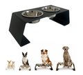 Verhoogde voerbak voor hond en kat in modern design met stalen statief en RVS kommen: Dog - Expert webshop voor gespecialiseerd hondenmateriaal