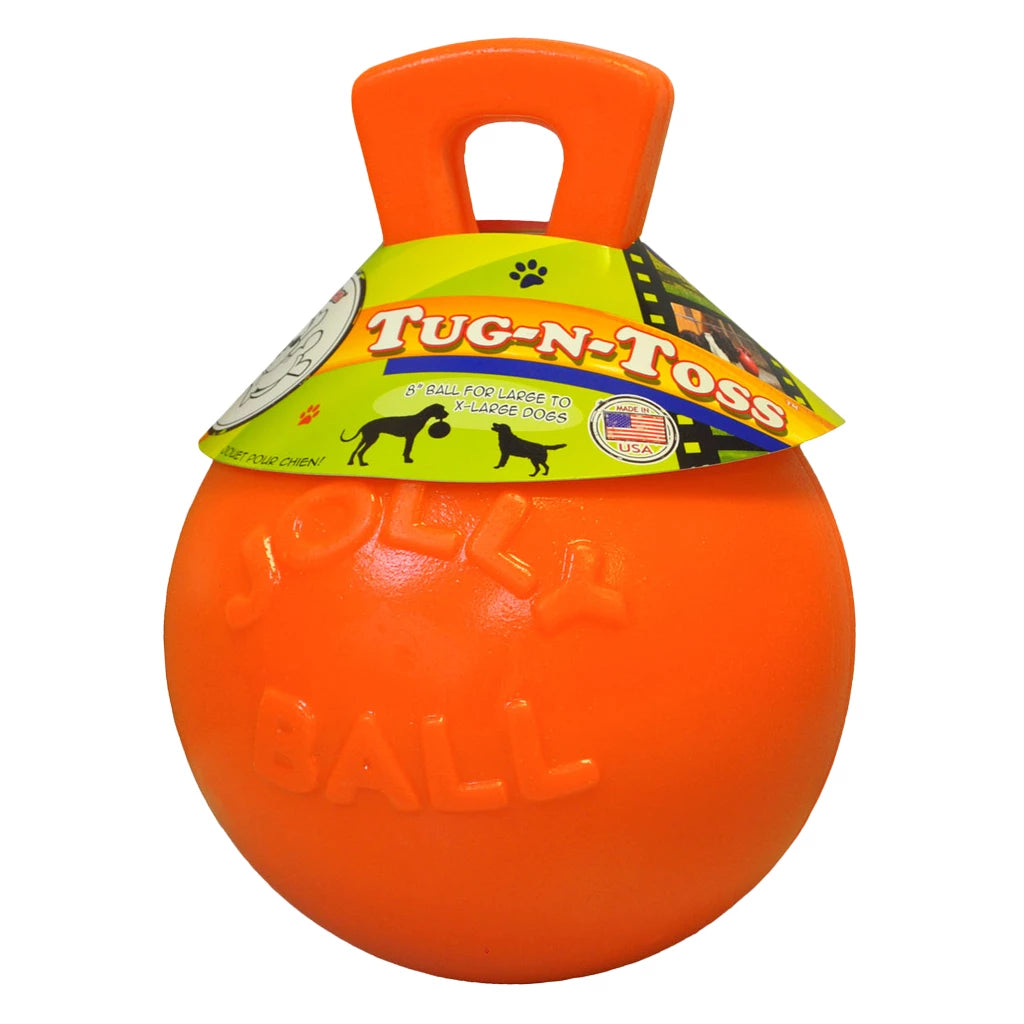 Jolly Tug-n-Toss duurzame drijvende speelbal met handvat voor middelgrote en grote honden, ideaal voor apporteren, trekspel en waterpret, Dog - Expert webshop voor gespecialiseerd hondenmateriaal