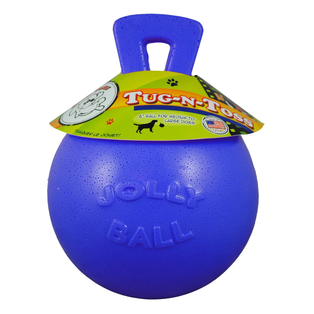 Jolly Tug-n-Toss duurzame drijvende speelbal met handvat voor middelgrote en grote honden, ideaal voor apporteren, trekspel en waterpret, Dog - Expert webshop voor gespecialiseerd hondenmateriaal