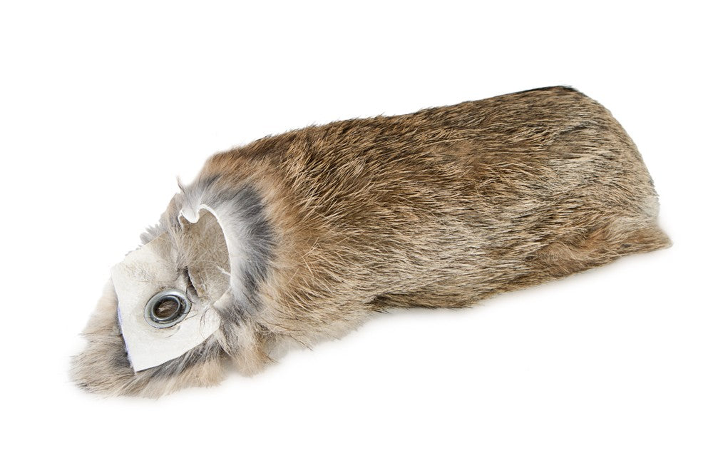 Konijnen hoes voor dummy, gemaakt van echt konijnenbont, bedoeld voor hondentraining en apporteren.