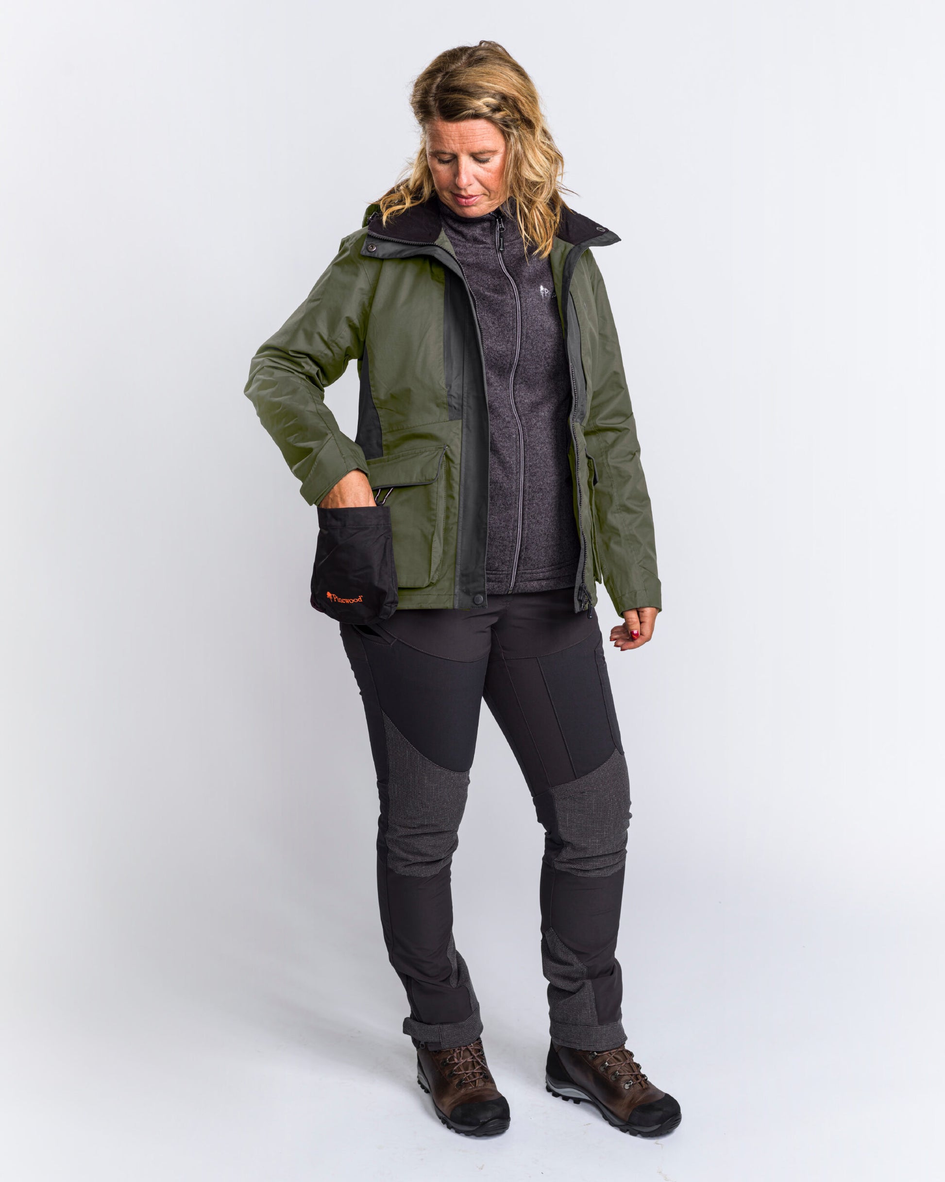 Water- en winddichte hondensportjas voor dames met grote dummyzak en capuchon