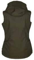 Pinewood Windblocker vest voor hondentraining, winddicht, kleur khaki, achteraanzicht.