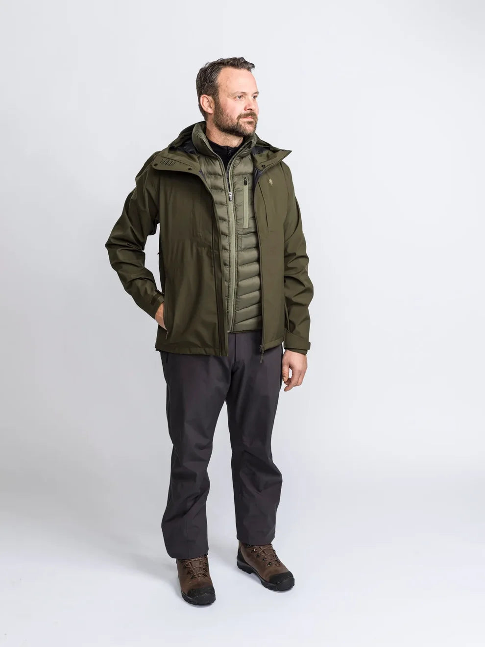 Pinewood Abisko Telluz heren regenjas moss green, lichtgewicht waterdichte outdoorjas voor wandelen en hiken ,Dog - Expert webshop voor gespecialiseerd hondenmateriaal