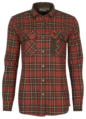 Pinewood Prestwick dames flanellen shirt met drukknoppen in terra cota