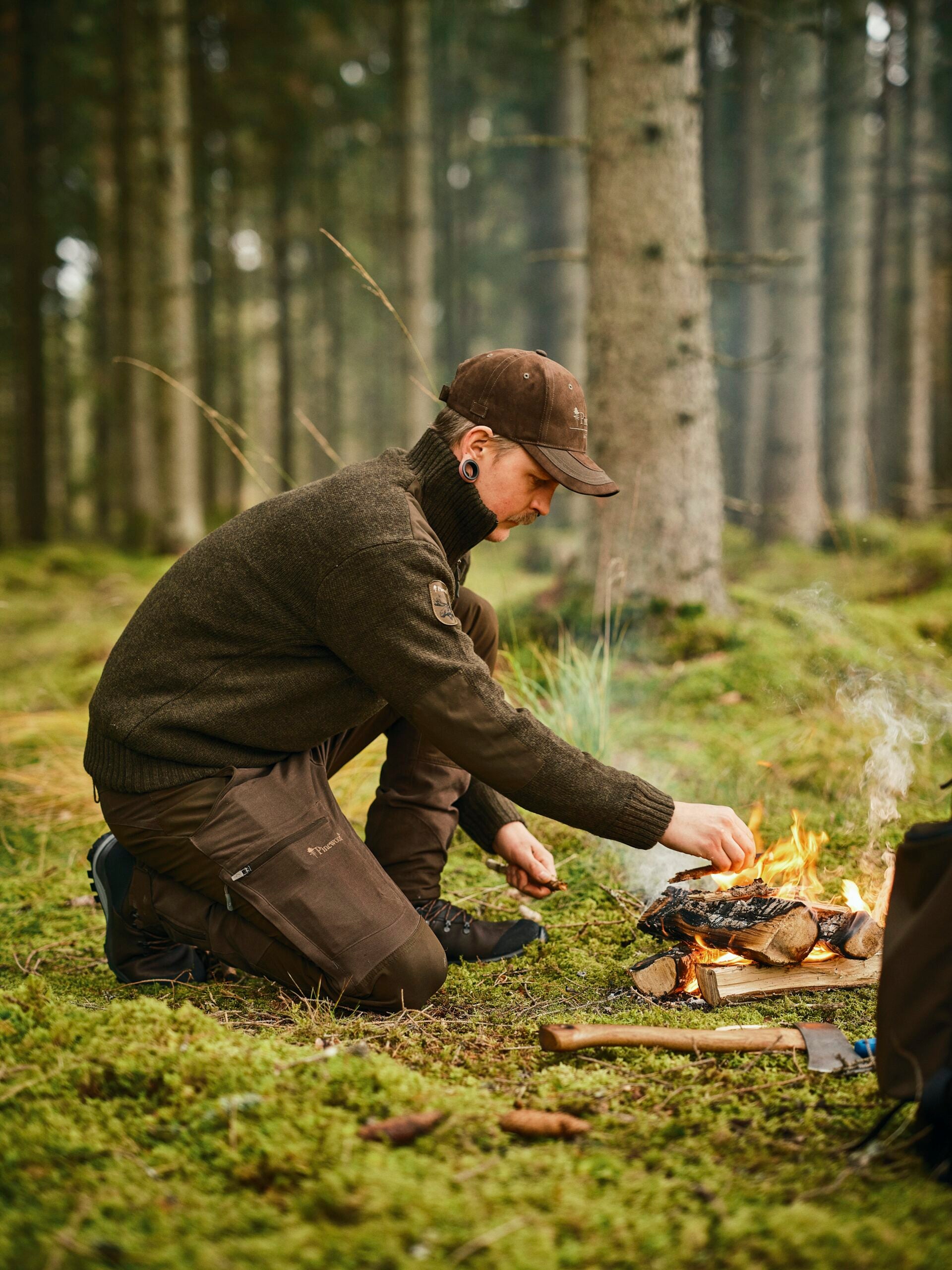 Pinewood Hurricane gebreide sweater met halve rits, wind- en waterafstotend