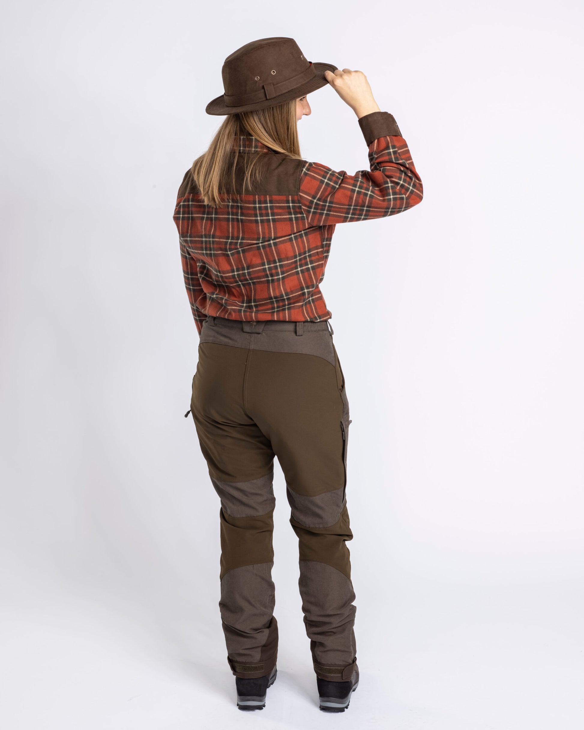 Pinewood Prestwick dames flanellen shirt met drukknoppen in terra cota