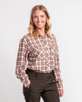 Pinewood Felicia dames flanellen hemd met borstzakken in wit, groen of roze