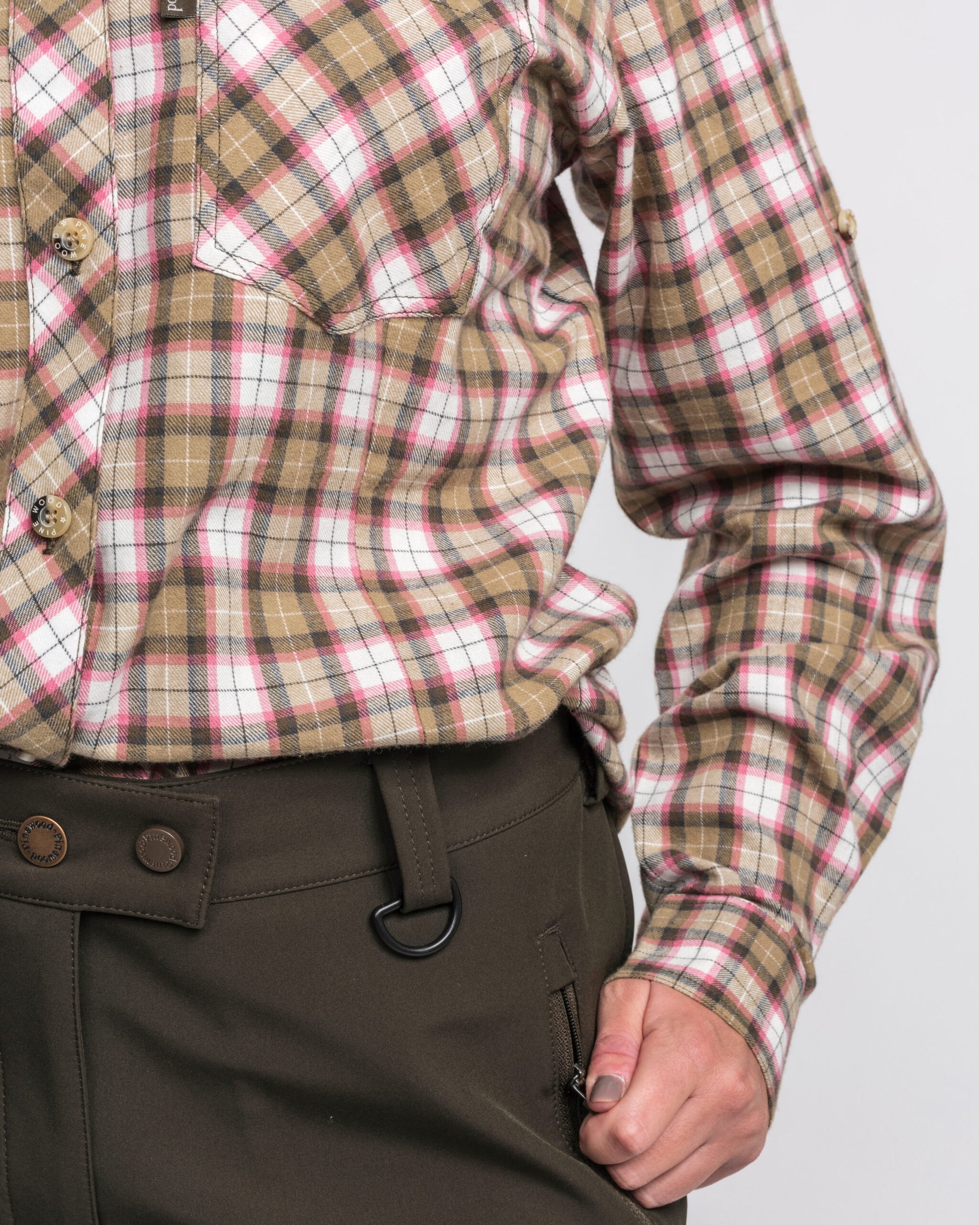 Pinewood Felicia dames flanellen hemd met borstzakken in wit, groen of roze