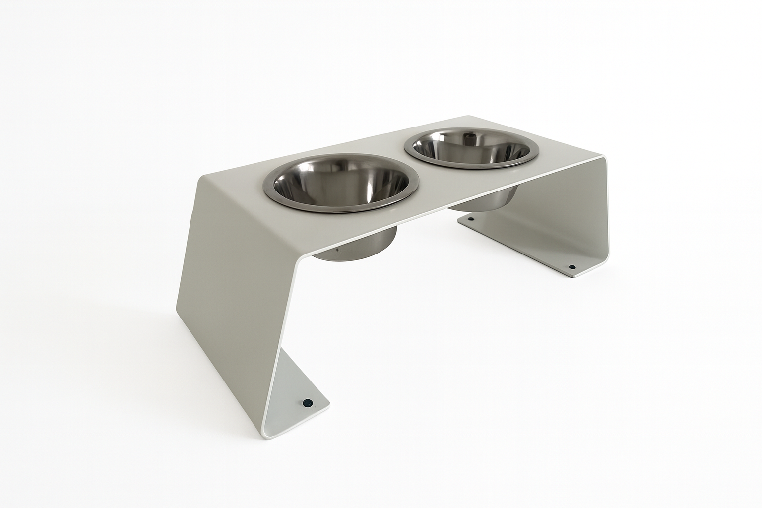 Verhoogde voerbak voor hond en kat in modern design met stalen statief en RVS kommen: Dog - Expert webshop voor gespecialiseerd hondenmateriaal
