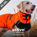 Action Factory Active Cape Elastic Wind & Regen hondenjas in oranje, wind- en regenwerende hondenregenjas met elastische pasvorm en 3000 mm waterkolom voor wandelen, training en outdoor, Dog - Expert webshop voor gespecialiseerd hondenmateriaal