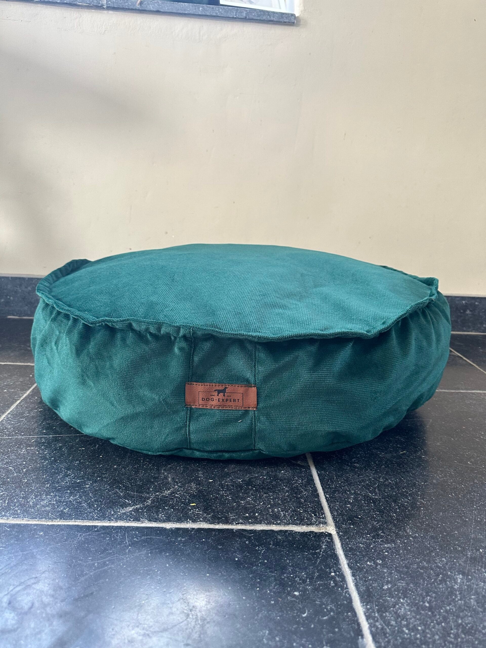 Ronde hondenpoef met fluwelen hoes, comfortabel en afneembaar