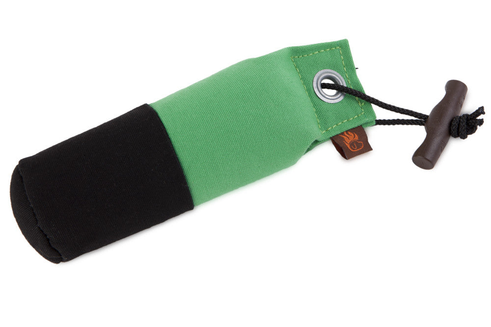 Markeerdummy voor honden, duurzaam canvas, lengte 25,5 cm en doorsnede 7 cm, visueel opvallend met twee contrasterende kleuren, geschikt voor land- en watertraining, ideaal voor precisietraining en aftekeningsspel, Dog - Expert webshop voor gespecialiseerd hondenmateriaal
