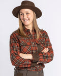 Pinewood Prestwick dames flanellen shirt met drukknoppen in terra cota