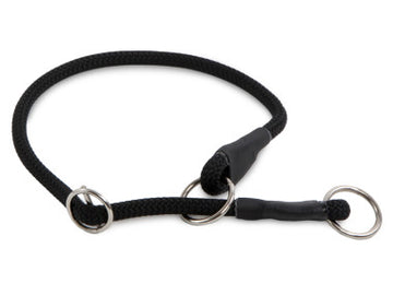 Firedog sliphalsband 8 mm van zwart polyamide klimtouw met metalen stop en ringen, duurzame slipketting voor hondentraining, wandelingen en jacht, Dog - Expert webshop voor gespecialiseerd hondenmateriaal