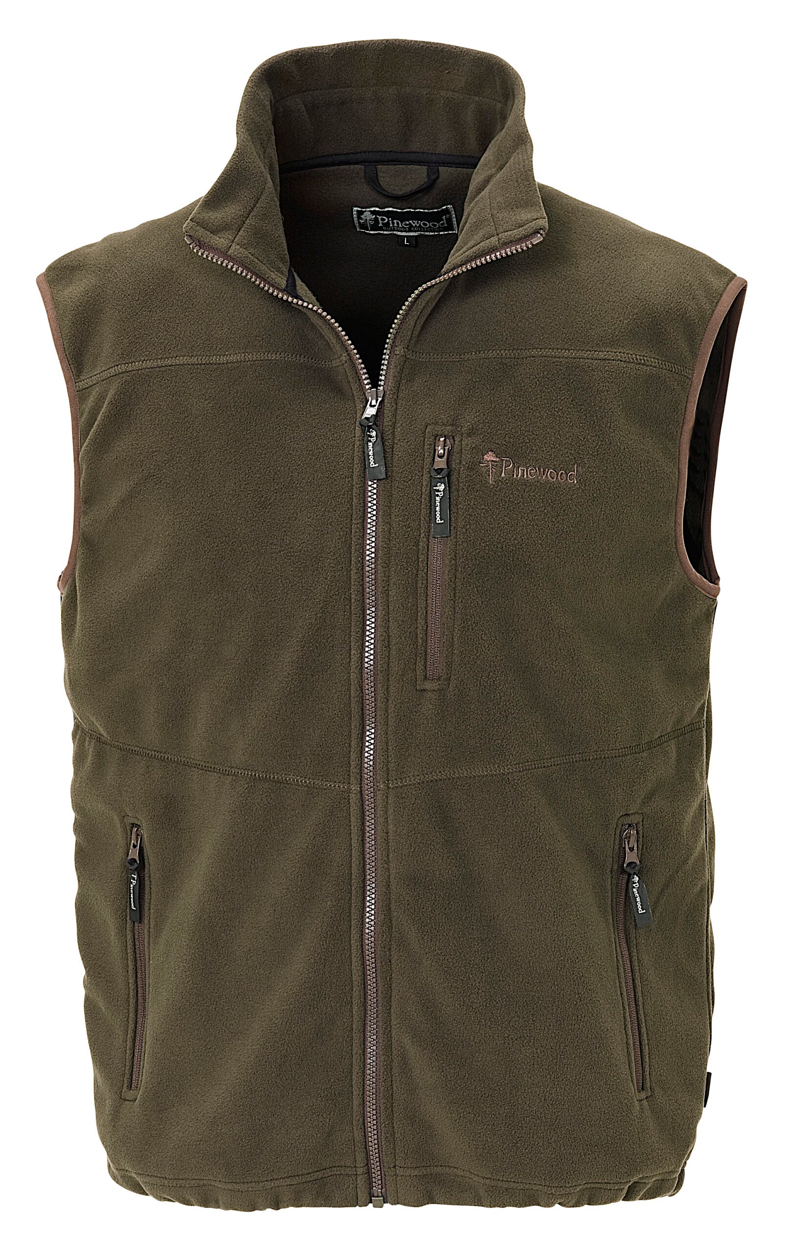 Pinewood Pirsch heren fleece vest in khaki, licht en comfortabel